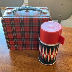 Vintage Plaid Lunch Box with Thermos